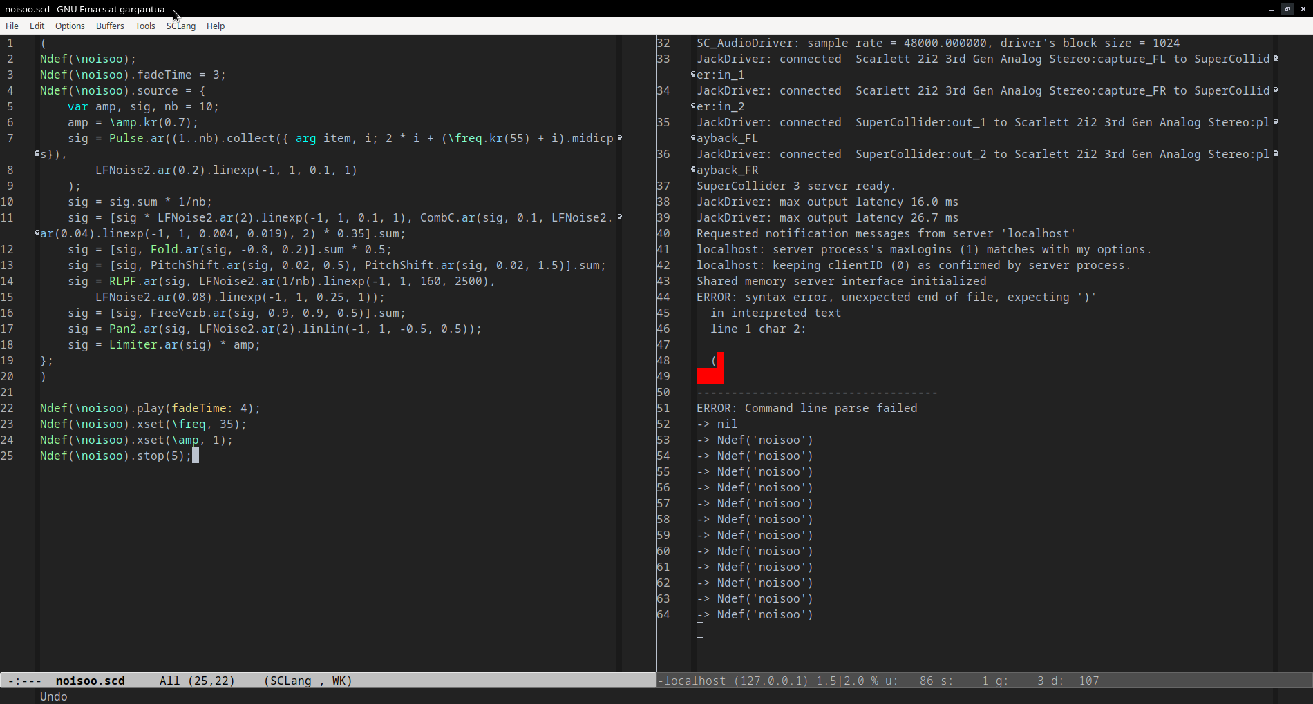 SuperCollider mode for emacs